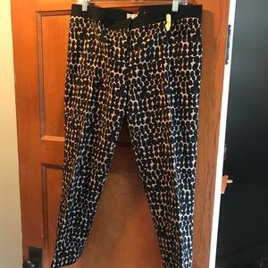 Tan and Black Print Cropped Pants